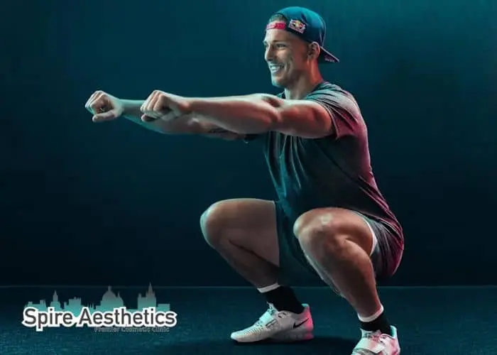 Image of man build leg muscle Diss through exercise
